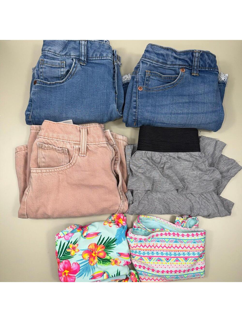 Girls Size 10/12 Mixed Clothing Bundle – Denim Shorts, Skirts & Swimsuit